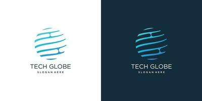 world tech logo vector design with modern style