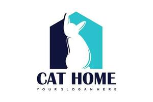 gato mascota casa hogar logo vector icono ilustración