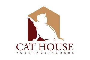 gato mascota casa hogar logo vector icono ilustración