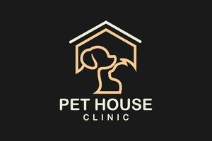 dog cat pet house home logo vector icon illustration