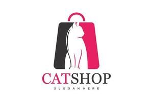 gato tienda logo.cat logotipo mascota tienda logo concepto. mascota vector ilustración