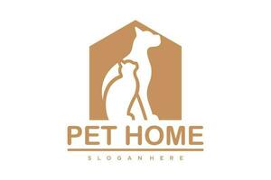 dog cat pet house home logo vector icon illustration