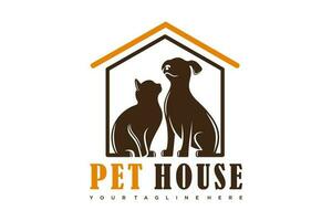 dog cat pet house home logo vector icon illustration