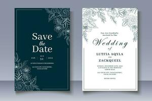 Wedding Invitation Card with Hand Drawn Floral Decoration vector