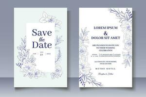 Wedding Invitation Card with Hand Drawn Floral Decoration vector