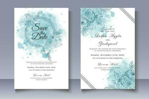 Elegant Wedding Card Set with Splash Floral Decoration vector