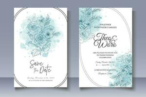 Elegant Wedding Card Set with Splash Floral Decoration vector