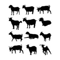 Goat silhouette collection flat vector illustration