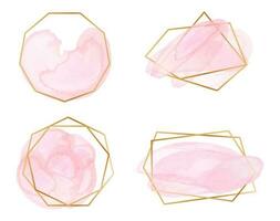 Pastel rose labels with golden line in geometric form vector