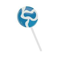 Lollipop candy vector illustration with various spiral and ray patterns. Sweet colorful lollipop candy on stick. Cartoon style. Flat vector isolated on white background. Milk taste.