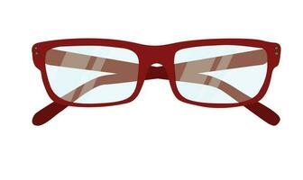 Eye glasses set vector. Glasses flat vector isolated on white background. Reading glasses set with red frame.