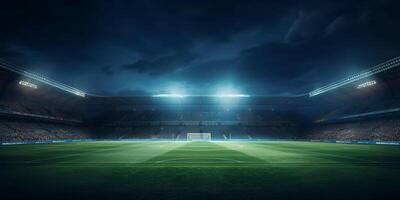 The stadium in night time with . photo