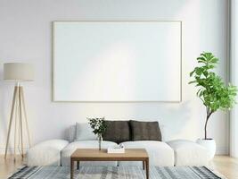 Modern home interior Mockup In Wall Living Room Templete Minimal Cozy Design photo