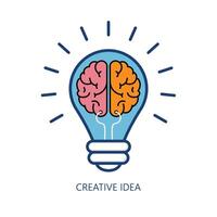 Creative idea Logo with brain in light bulb isolated on white background. illustrator vector. vector