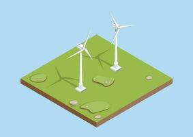 Wind turbines. Wind energy. Eco energy. Isometric vector. vector