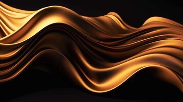 Abstract gold silk waves, drapery luxury golden background. photo