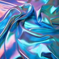 Shiny metallic silk background. Sci-fi background. Holographic neon foil. Rainbow reflection. photo