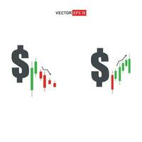 dollar icon with japan candlestick curve down and up, dedollarization vector