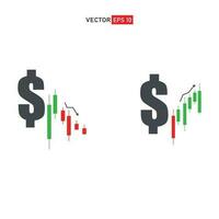 dollar icon with japan candlestick curve down and up, dedollarization vector