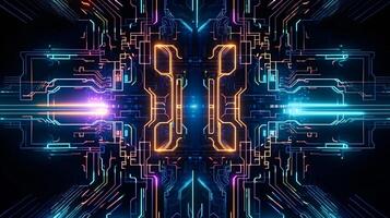 High tech electronic glowing circuit board texture, digital background, photo