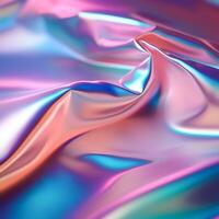 Shiny metallic silk background. Sci-fi background. Holographic neon foil. Rainbow reflection. photo