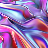 Shiny metallic silk background. Sci-fi background. Holographic neon foil. Rainbow reflection. photo