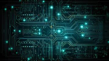 High tech electronic glowing circuit board texture, digital background, photo