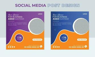 Digital marketing Agency social media post template design or Corporate Business Promotion Online Webinar Set of Editable minimal square banner. vector