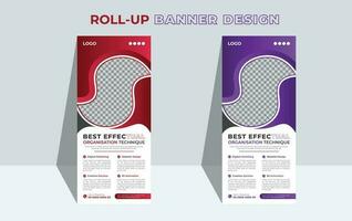 Modern Corporate Roll Up Banner Design or X banner Stand Template. Professional business pull up display exhibition standee banner. vector