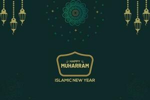 Happy islamic new year background.  Luxury golden arabesque style mandala pattern background. vector