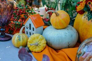 Halloween party. Halloween pumpkin. Halloween is held in autumn, in October photo