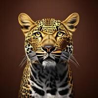 cara de un leopardo con un oscuro antecedentes. generativo ai foto