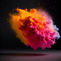 Colorful powder explosion in the air, photo