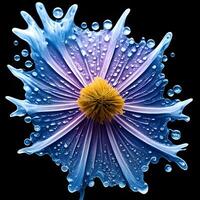 increíble aster con agua chapoteo y gotas, generativo ai foto