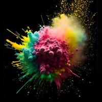 Colorful powder explosion in the air, photo