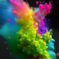 Colorful powder explosion in the air, photo