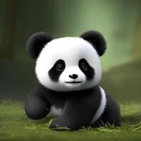 Cute tiny little panda cub , photo