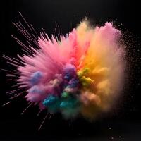 Colorful powder explosion in the air, photo