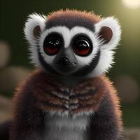 Cute tiny little lemur cub , photo