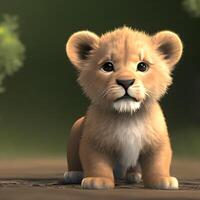 Cute tiny little lion cub , photo