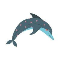 Dolphin, sea animal. An inhabitant of the sea world, a cute underwater creature. vector