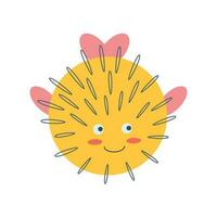 Puffer fish, sea animal. An inhabitant of the sea world, a cute underwater creature. vector