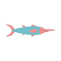 Swordfish, sea animal. An inhabitant of the sea world, a cute underwater creature. vector