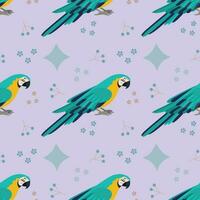 Pattern with parrot bird. vector