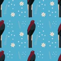 Pattern with trogon bird. vector