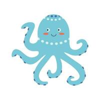 Octopus, sea animal. An inhabitant of the sea world, a cute underwater creature. vector