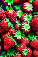 Flying a Strawberry slices with water splashing, photo