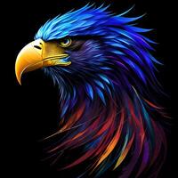 ligero neón estilo Arte retrato de un águila. generativo ai foto