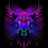 Light neon style art portrait of a jaguar, photo