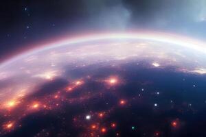 Earth planet in outer space. photo